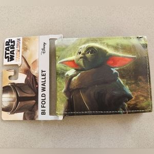 The Mandalorian Baby Yoda Scene Vegan Leather Bi-Fold Wallet **NEW